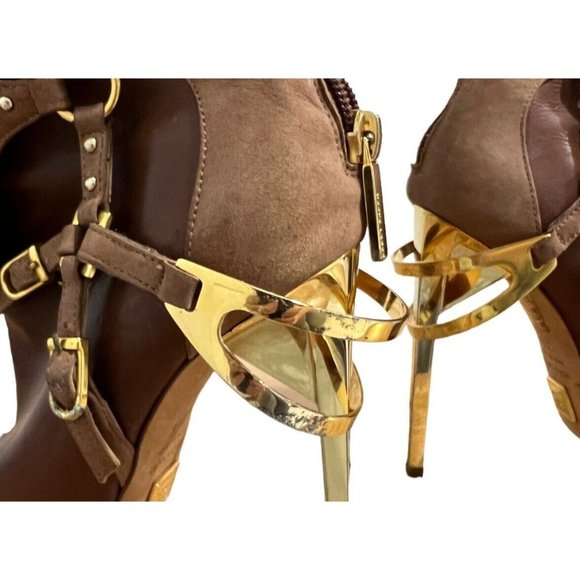 Herve Leger Alyn Leather & Suede Overlay Heels size 36.5 W/Authenticity Cert. - Picture 7 of 12